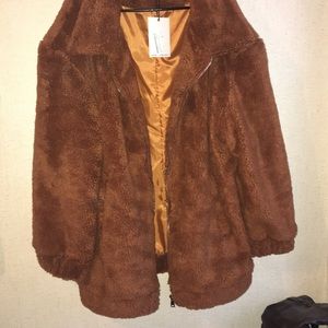 Oversized teddy bear jacket in the color RUST